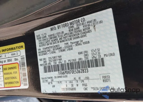 2014 Ford Fusion Se from USA, damaged, VIN 1FA6P0H70E5362823